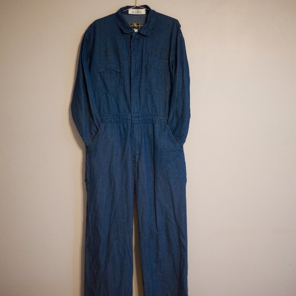 Berne jean denim coveralls med Large short 46S EUC NICE clean workwear o…